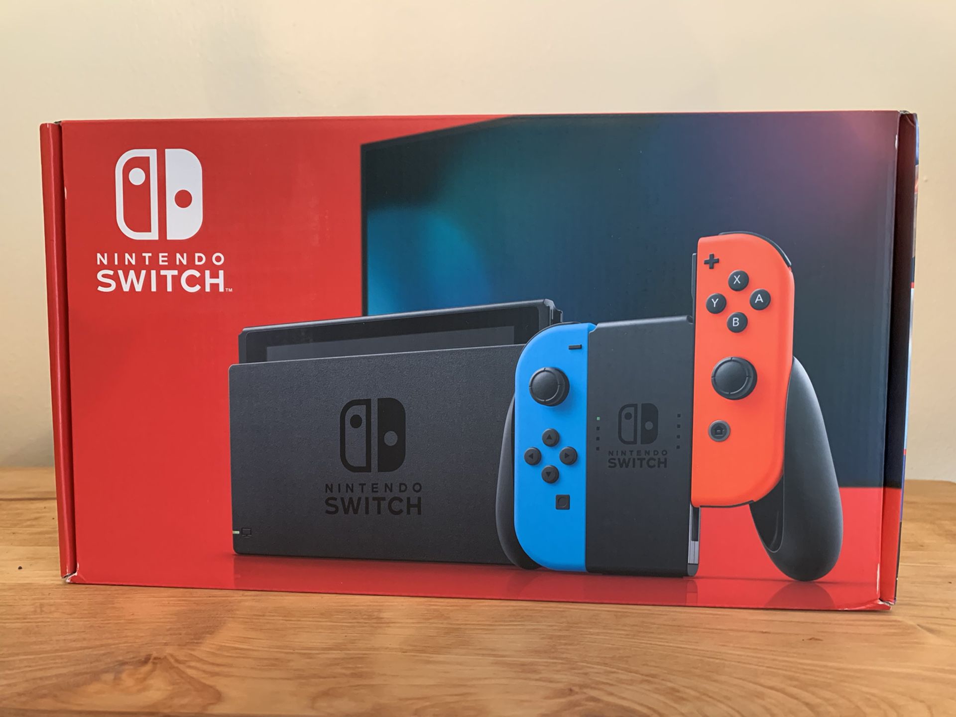 Nintendo Switch Console with Neon Red and Neon Blue Joy-Con