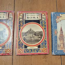 Vintage RICARDI DI ROME 1 & 2 AND MILANO ACCORDIAN POSTCARD BOOKS