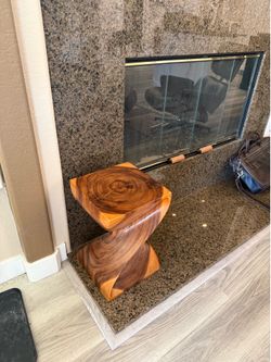 Solid wood carved side table