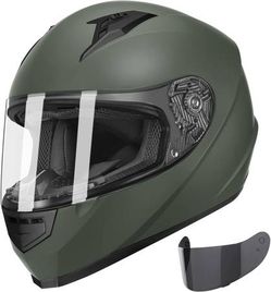 Matte Green Full-Face Motorcycle Helmet