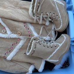 New Fur Coat Embroidered With Matching Boots 12 -24 Months
