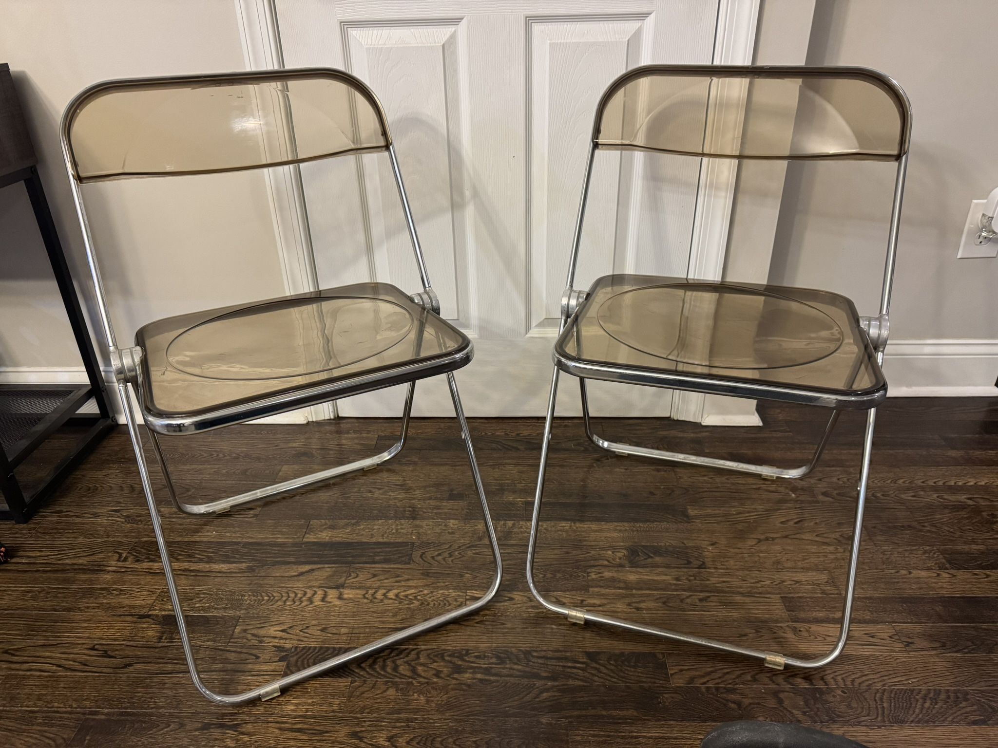 Vintage Plia 2 Folding Chrome Chairs By Giancarlo Piretti For Castelli 1970s