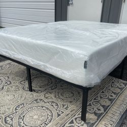 New 12” Gel Memory Foam Full Size Mattress And Platform  Bed Frame
