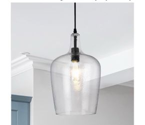 1-Light Glass Pendant Lights Modern Dome Pendant Lighting Fixtures, W9.25" Black Hanging Light Fixtures with Hammered Glass Shade for Kitchen Island,