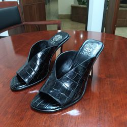 Vince Camuto Mershid Peep Toe Leather Croc Style Heels 