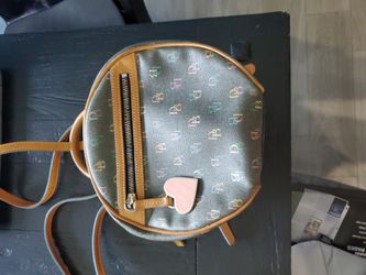 Dooney & Bourke Mini Backpack VTG Monogram Multicolor Pastels Rare 8x8” Y2K