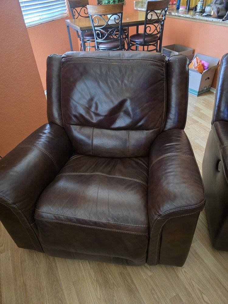 Dark Brown Leather Power Recliner Chairs