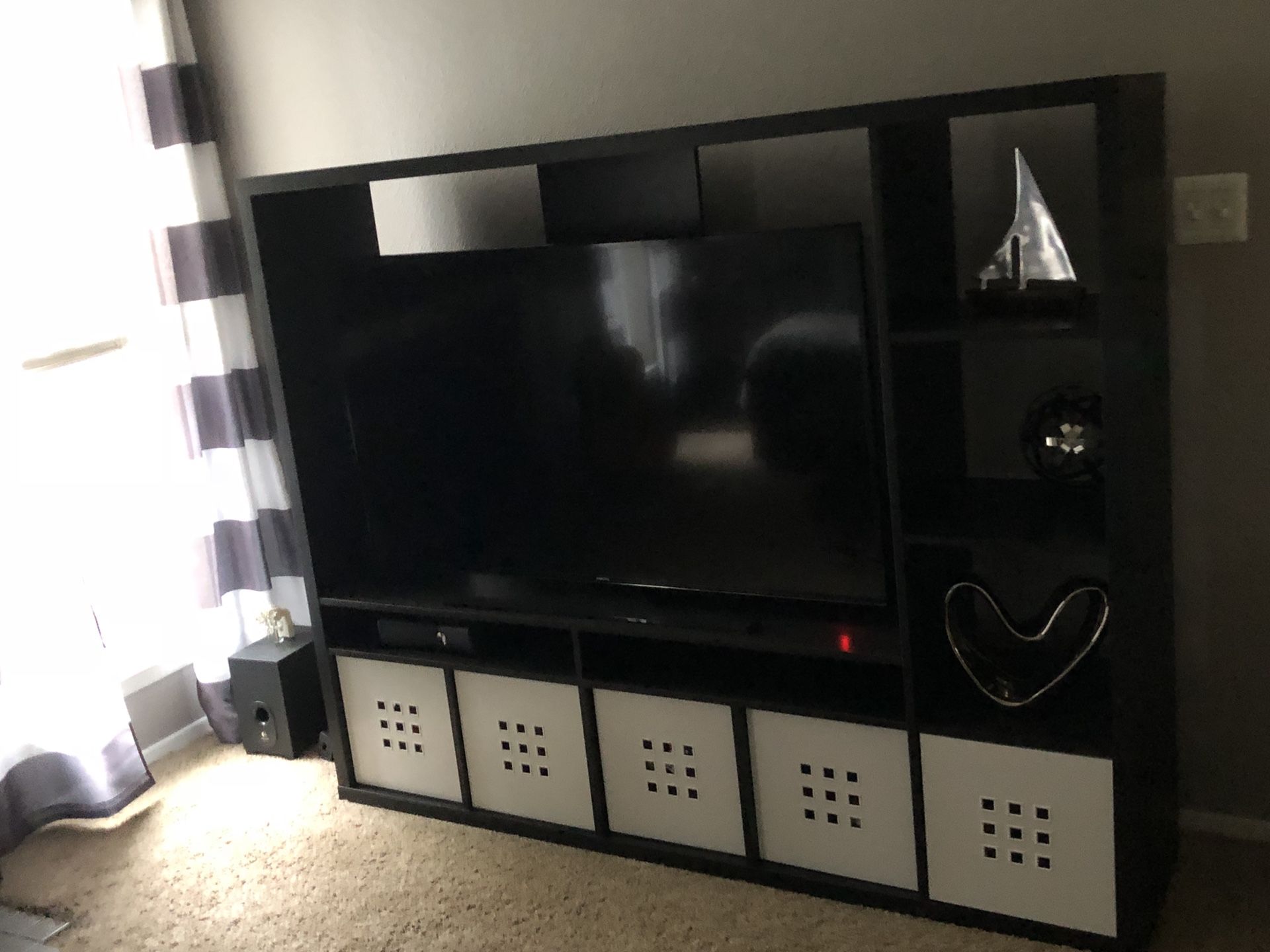 TV stand with white cubbies