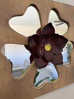 Red Magnolia Mirrored Wall Decor