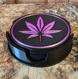 Pot Leaf Coasters (Set of 4, 3D Printed)