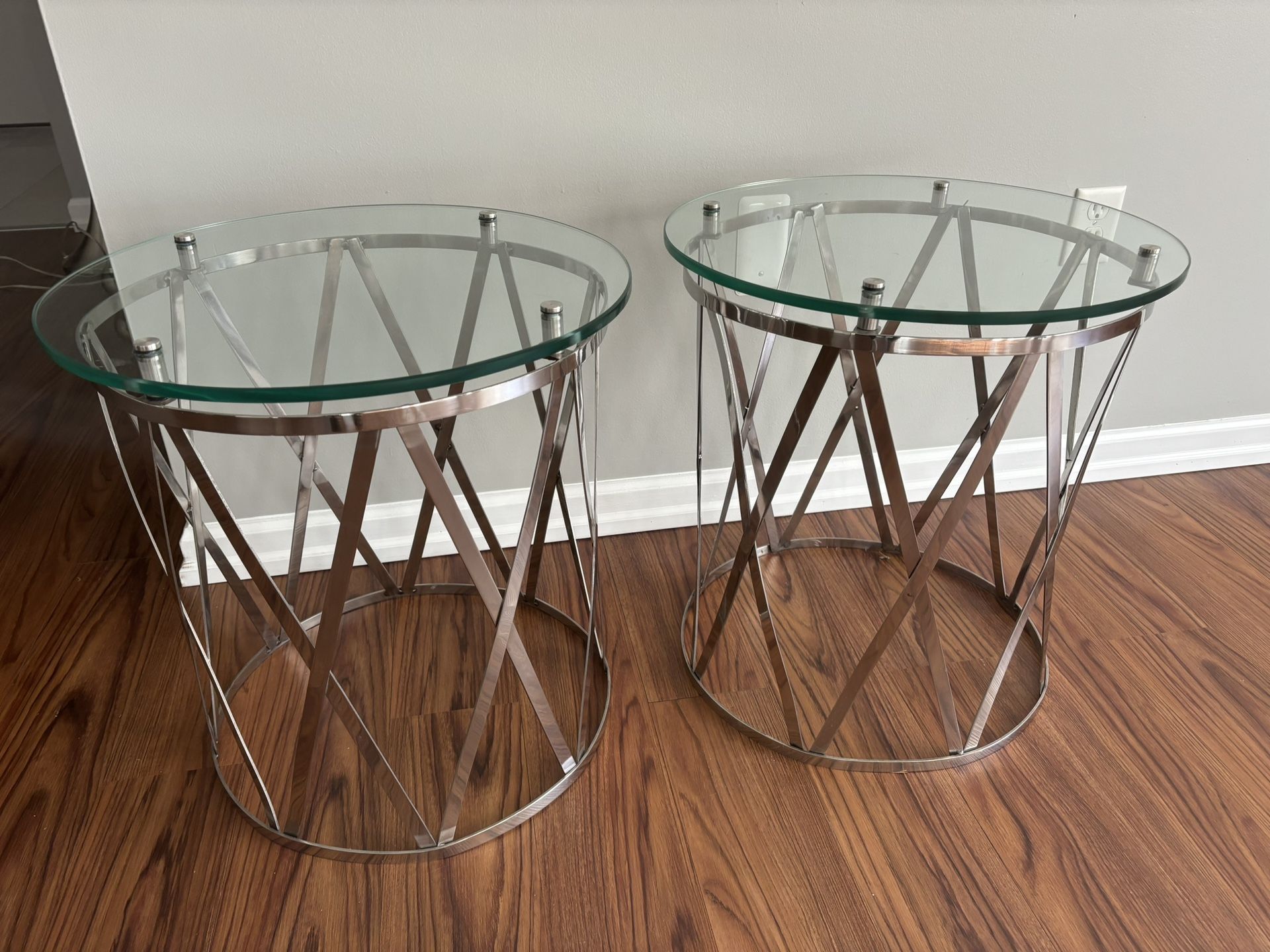 2. Glass Top Round End Tables
