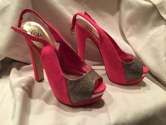 New pink w glitter silver front high heels