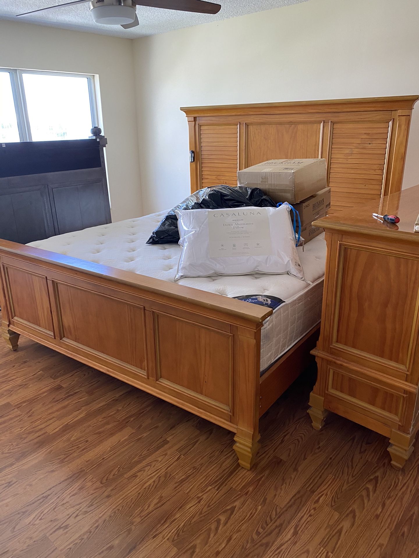Solid wood bedroom set, will sell separately