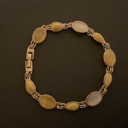 7” Goldtone Bracelet With Yellows Stones,by Lc