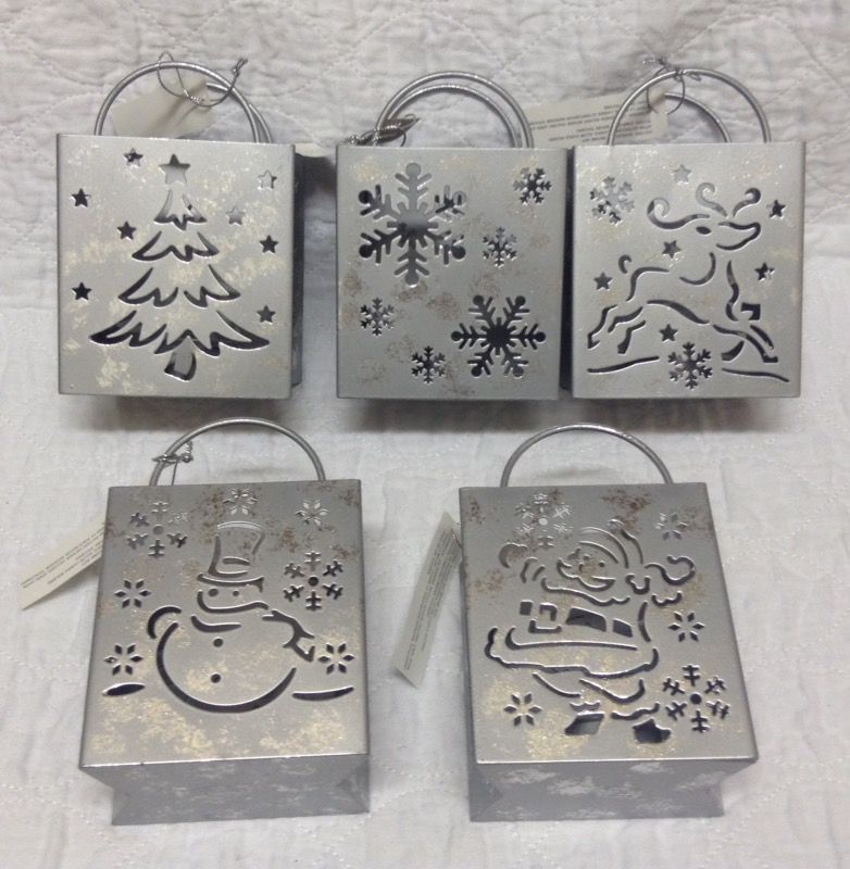 5 New metal Christmas bags candle holder