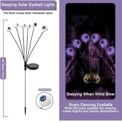 Outdoor Halloween Decorations, 2 Pack 12led Solar Scary Eyeballs Garden Lights, New Upgraded Waterproof Solar Eyeball Lights for Halloween/Yard/Lawn/P