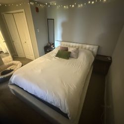 Queen Bed Frame, Foundation And Mattress