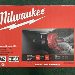 NEW! Milwaukee 2571-21 M12 Drain Snake Auger Kit