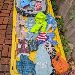 Lot of Various Extra Small Pets /Dog/Cat Apparel Items including Bed, Hats,  jackets and sunglasses.