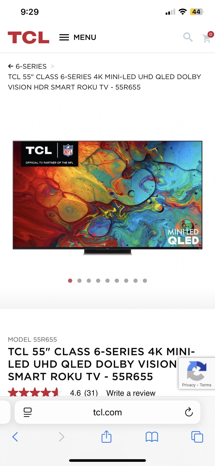 55in TCL Class 6 Series - 4K MINI LED Smart Tv ( Gaming Tv)