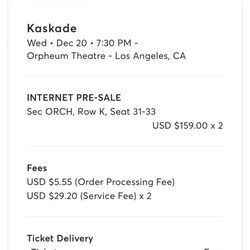 Kaskade Christmas tickets