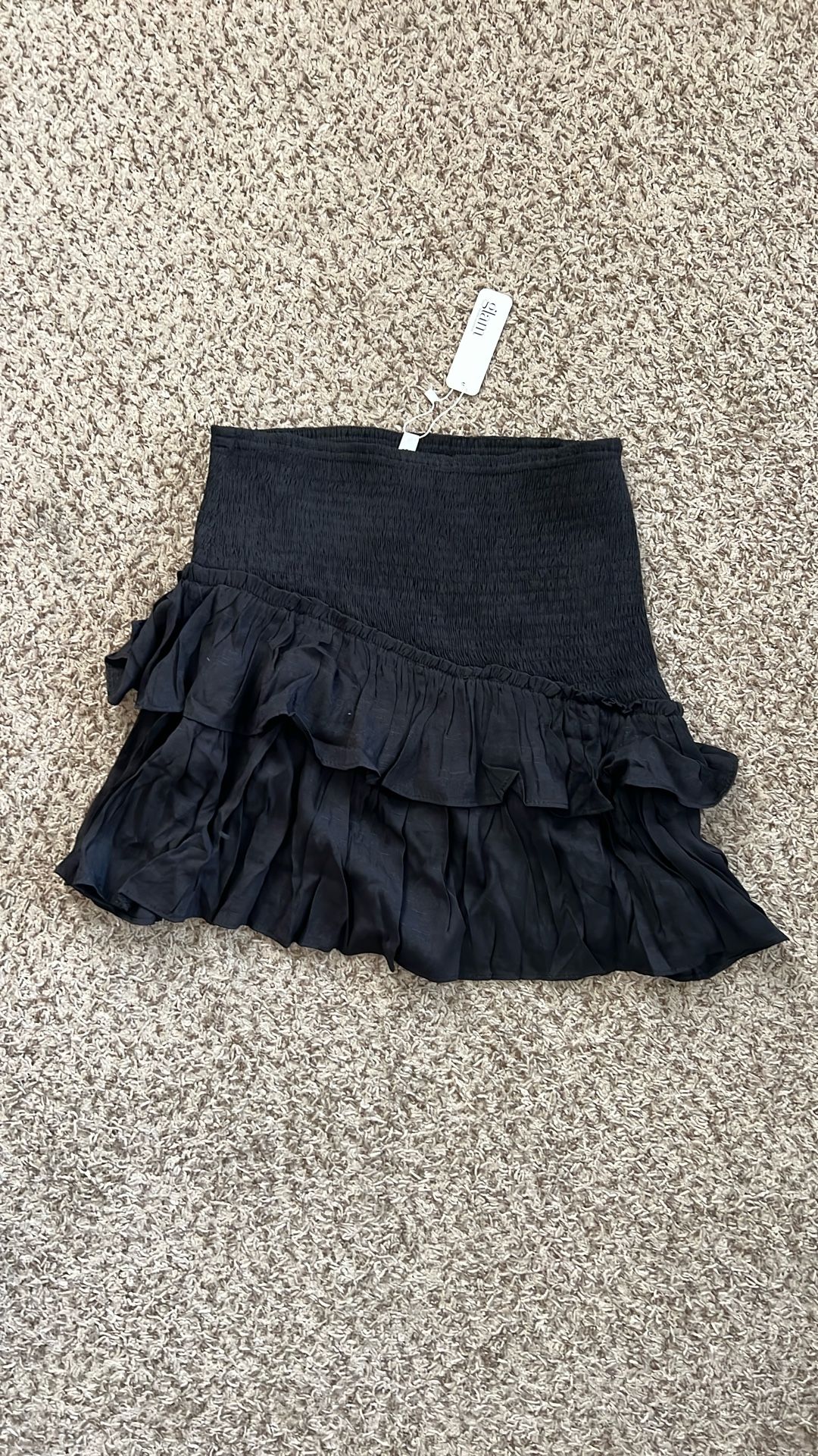 New With Tags Young Ladies Girls Black Mini Ruffle Skirt Size Large