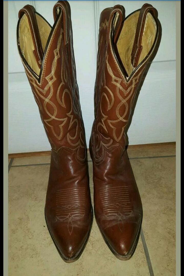 VINTAGE MEN'S TONY LAMA WESTERN EL PASO BROWN STYLE 6255 BOOTS SIZE 10