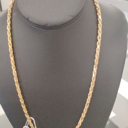 Solid14k Gold Diamond Cut Rope Chain