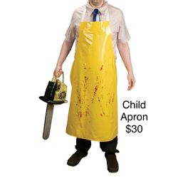 Yellow Vinyl Child Apron with Blood Splatter Print