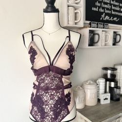 Sexy Lace Purple & Cream One Piece