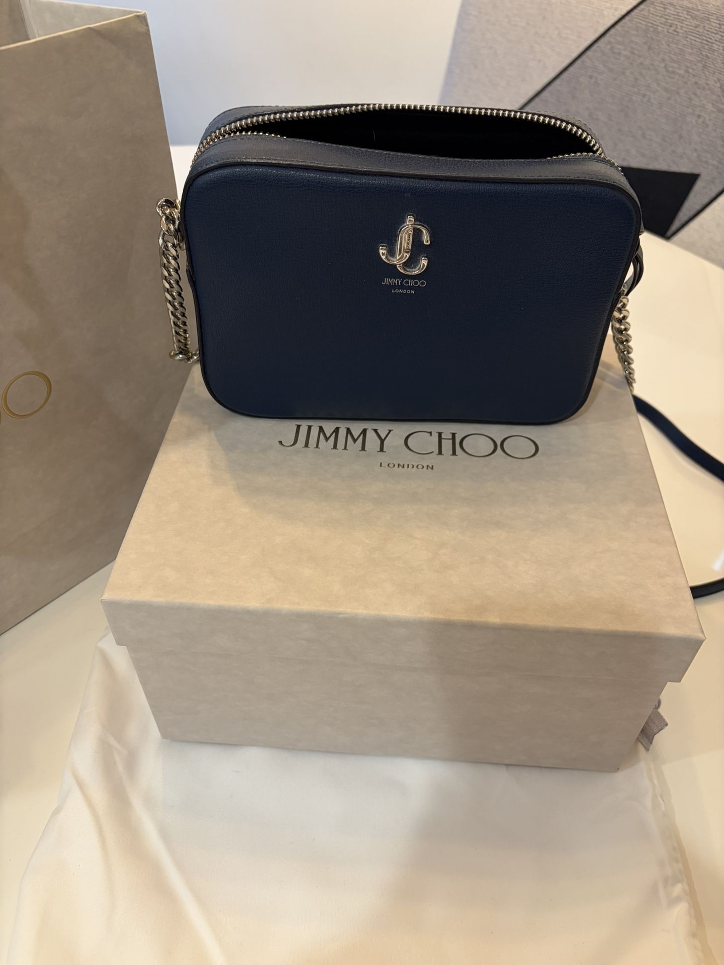 Jimmy Choo Navy Blue Camera Bag