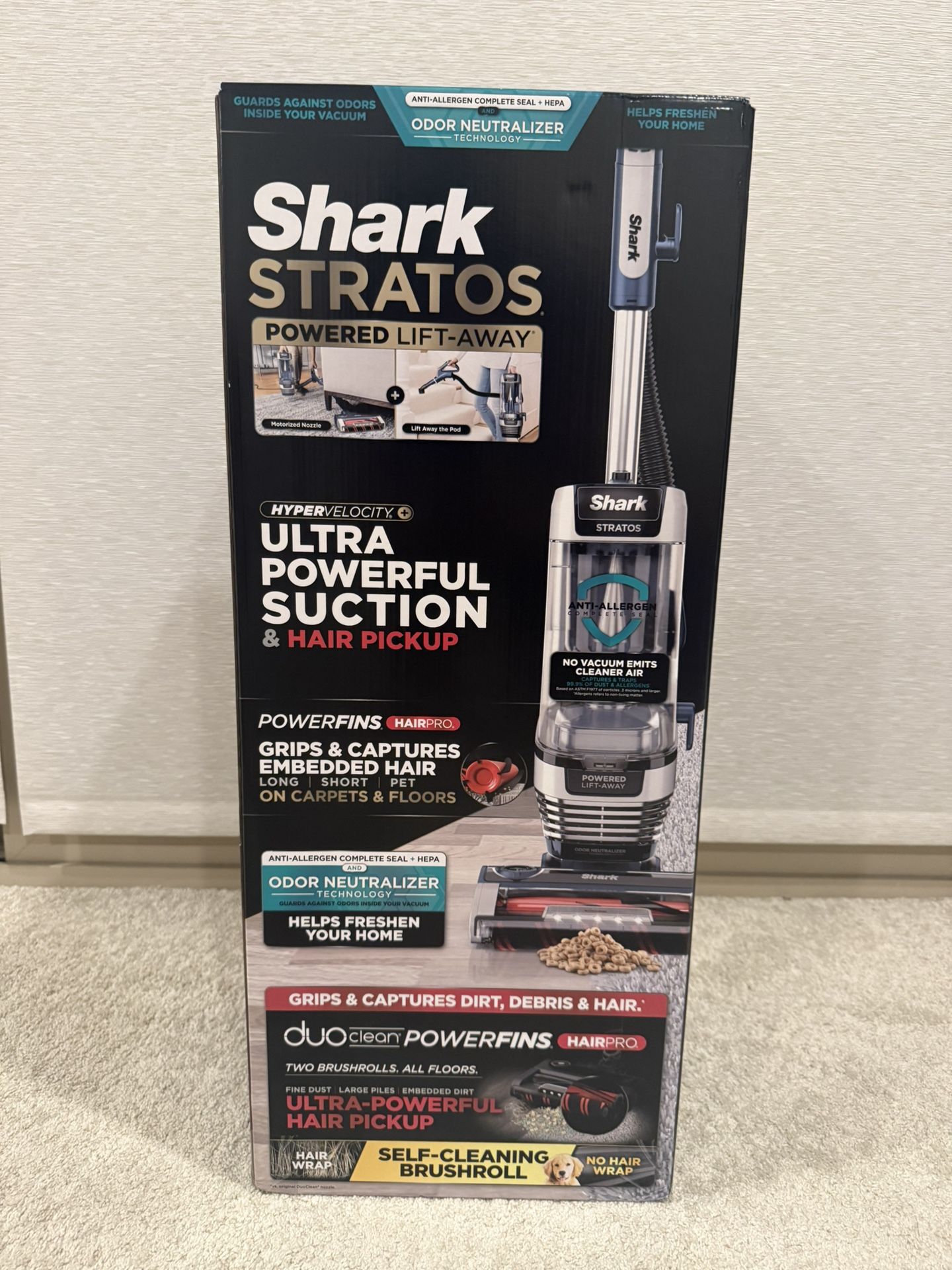 Shark Stratos Upright Vacuum with DuoClean Power fins Hair Pro