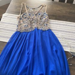 Gorgeous Royal Blue Beaded Dress Wore Once , Paid $350  Will Sacrifice For $110 OBO