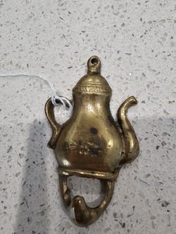 Antique Brass Teapot Wall Hanger