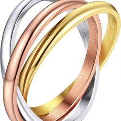 Supcare 3/5 Interlocked Rolling Rings Women Triple Band Ring Gifts for Valentines,Size 10 (with Jewelry Gift Box)