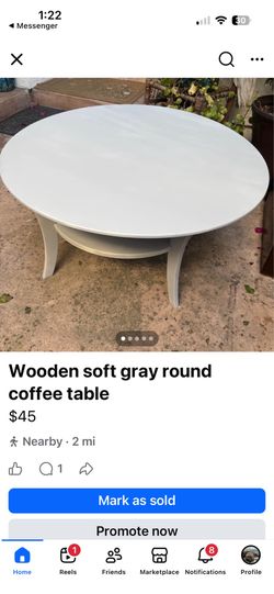 Wooden round gray coffee table