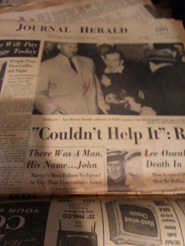 1963 John F Kennedy Assassination Newspaper Article