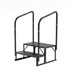 2 Steps RV Stairs with Handrail for Hot Tub, Camper, RV, Trailer, Mobile Home, Outdoor Spa