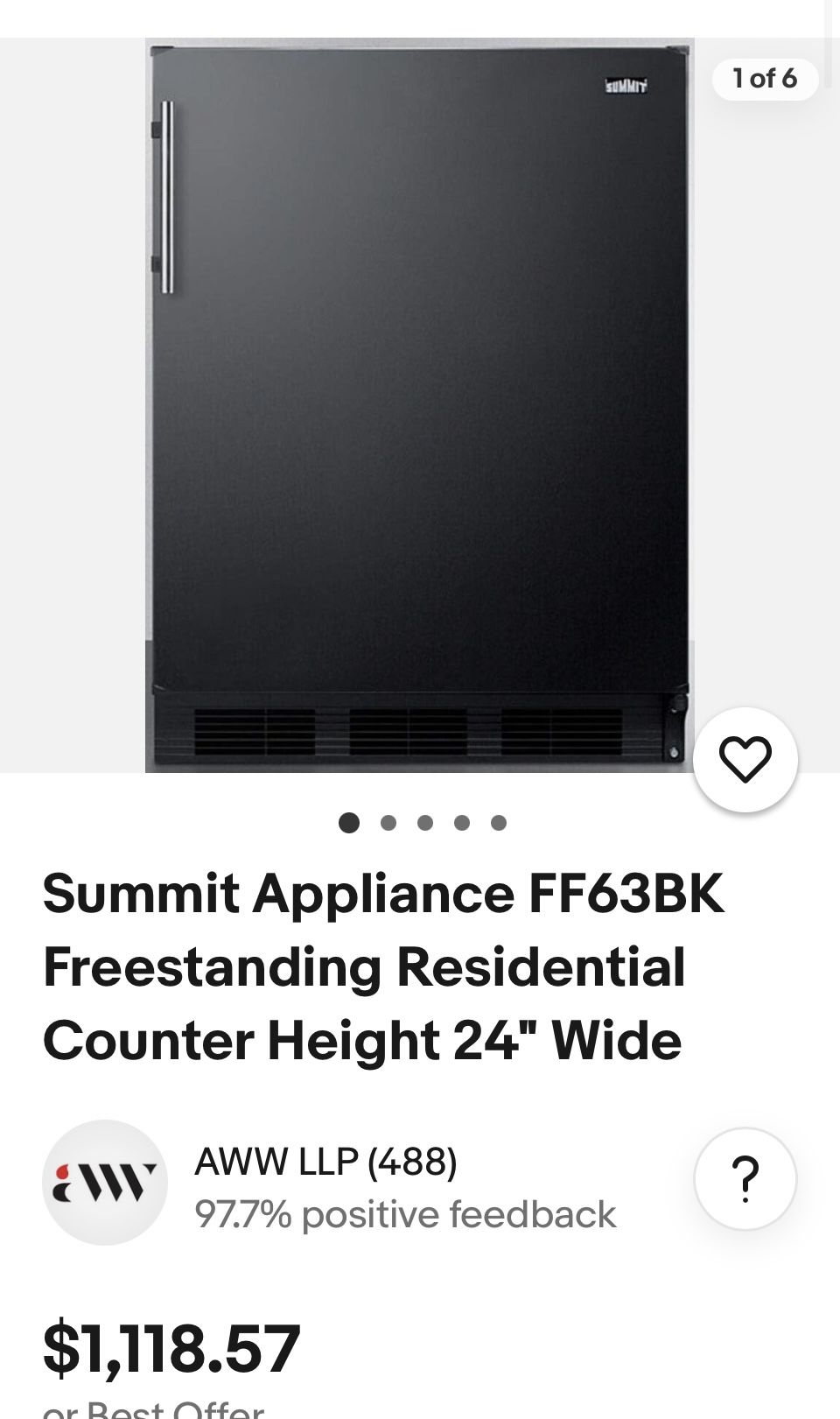 Summit Model #FF63BK  - Brand New - Still In Box