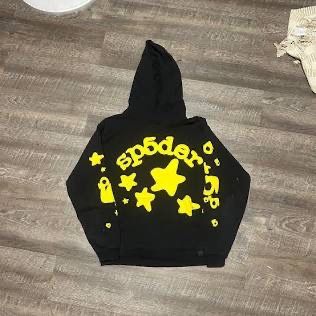 Sp5der Hoodie Black And Yellow Large