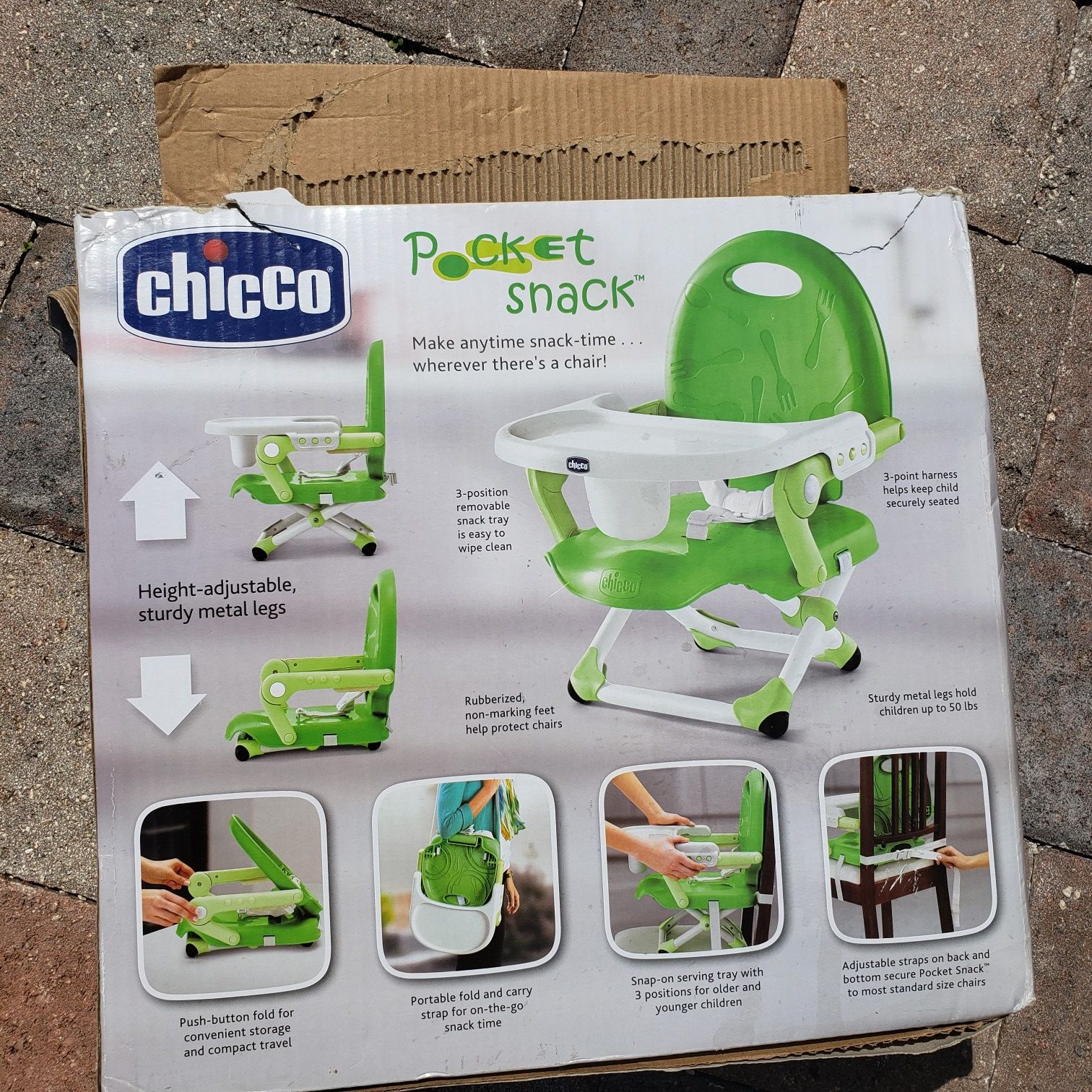 Chico Pocket Snacks Booster Seat, Green, portable