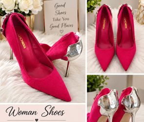 Fashion Nova red Suede Stiletto Heels