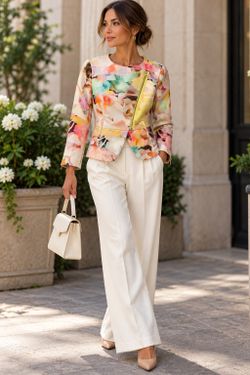Ted Baker London Watercolor Floral Peplum Zip Jacket Size 1