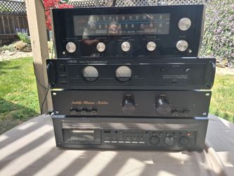 Vintage McIntosh mr74 am / fm tuner with vintage carver tfm 15 power amp with duel analog also audible illusions modulus tube pre amp and  nakamichi. 