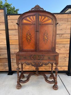 Antique Victorian Bookcase Bar Cupboard Display Cabinet Empire Rockford Illinois c.1900