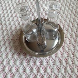 Sambonnet 5 Piece Crystal and Silver Cruet Set