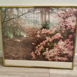 Elegant Floral Print With Gold Metallic Frame