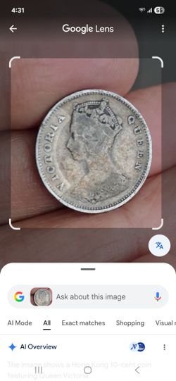 1898 HONG KONG British Colony Queen Victoria Genuine Silver 10 Cent Coin i78592