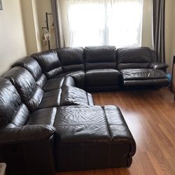 Pure Leather Sofa With Electric Recliner 