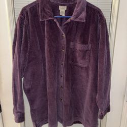 L.L.Bean women's purple wide-wale corduroy button-down shirt